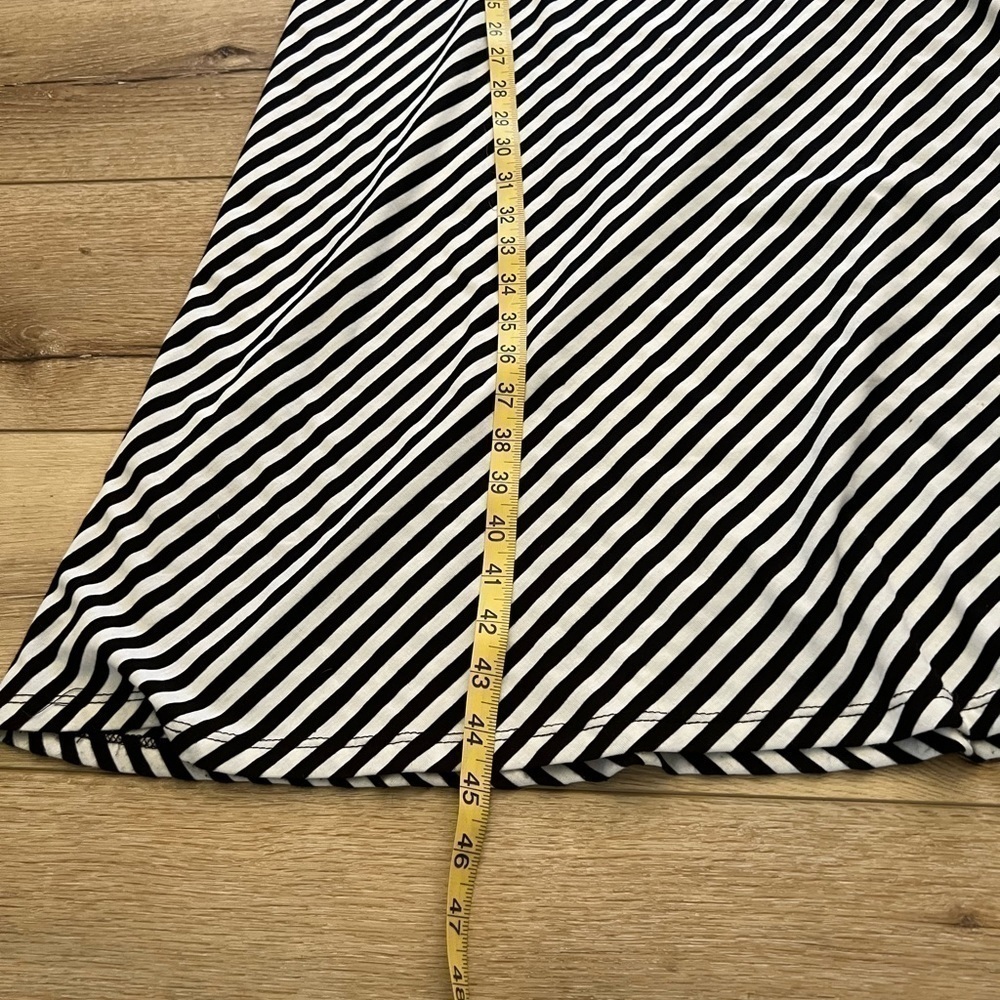 Black & white striped maxi skirt with wide black waist band, M. - Picture 3 of 12